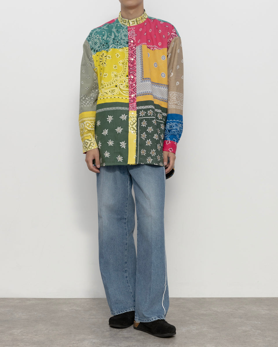 【23AW】バンダナパッチワークロングスリーブシャツ(マルチ)
