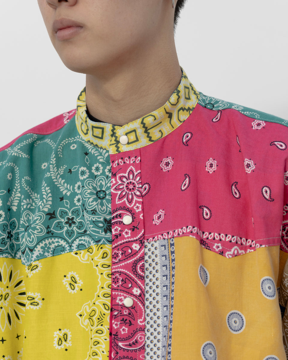 【23AW】バンダナパッチワークロングスリーブシャツ(マルチ)