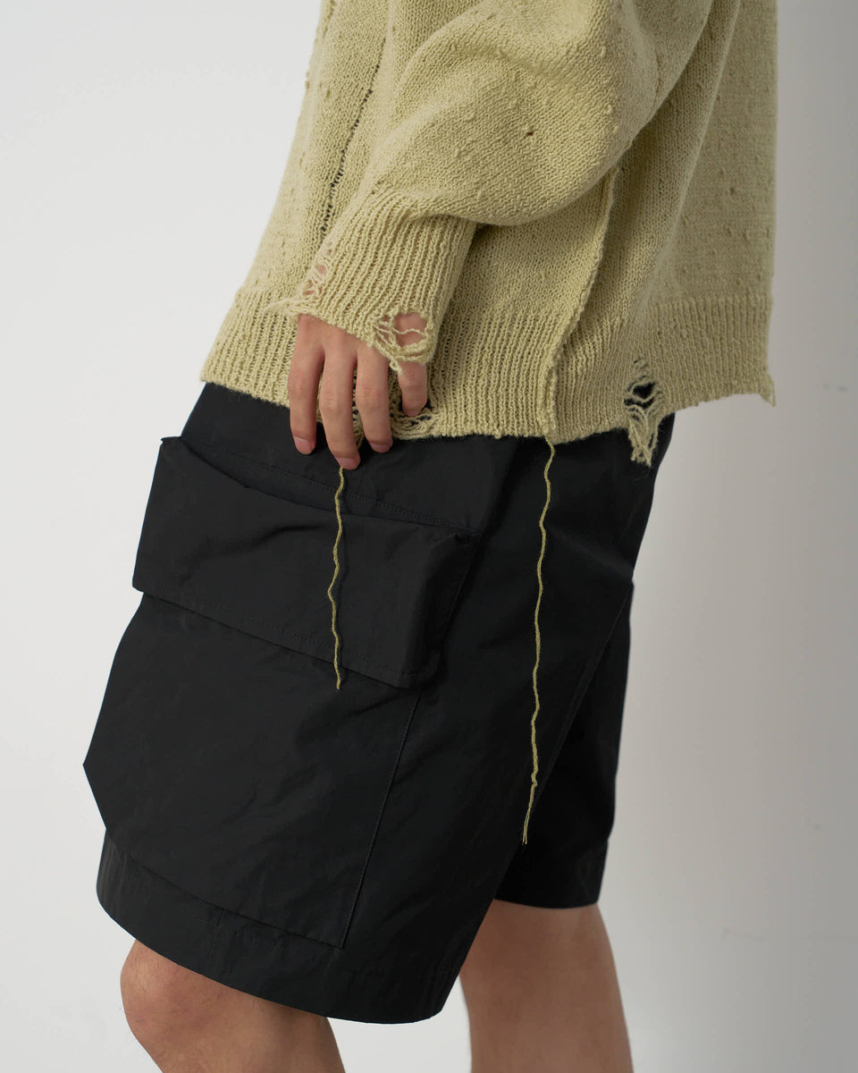 【23AW】<ジョン メイソン スミス>オーバーサイズ クルーネックダメージニット