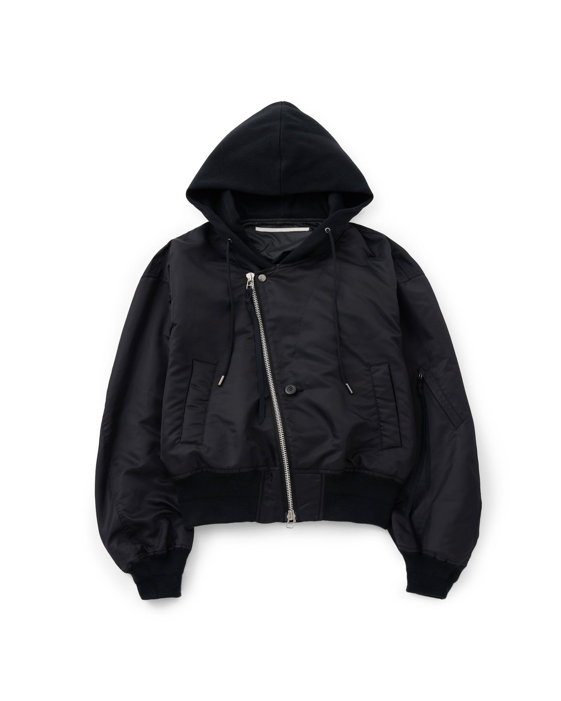 Tamme】ノッチドラペルフードMA-1 | ブラック | 日本製 ブルゾン | F