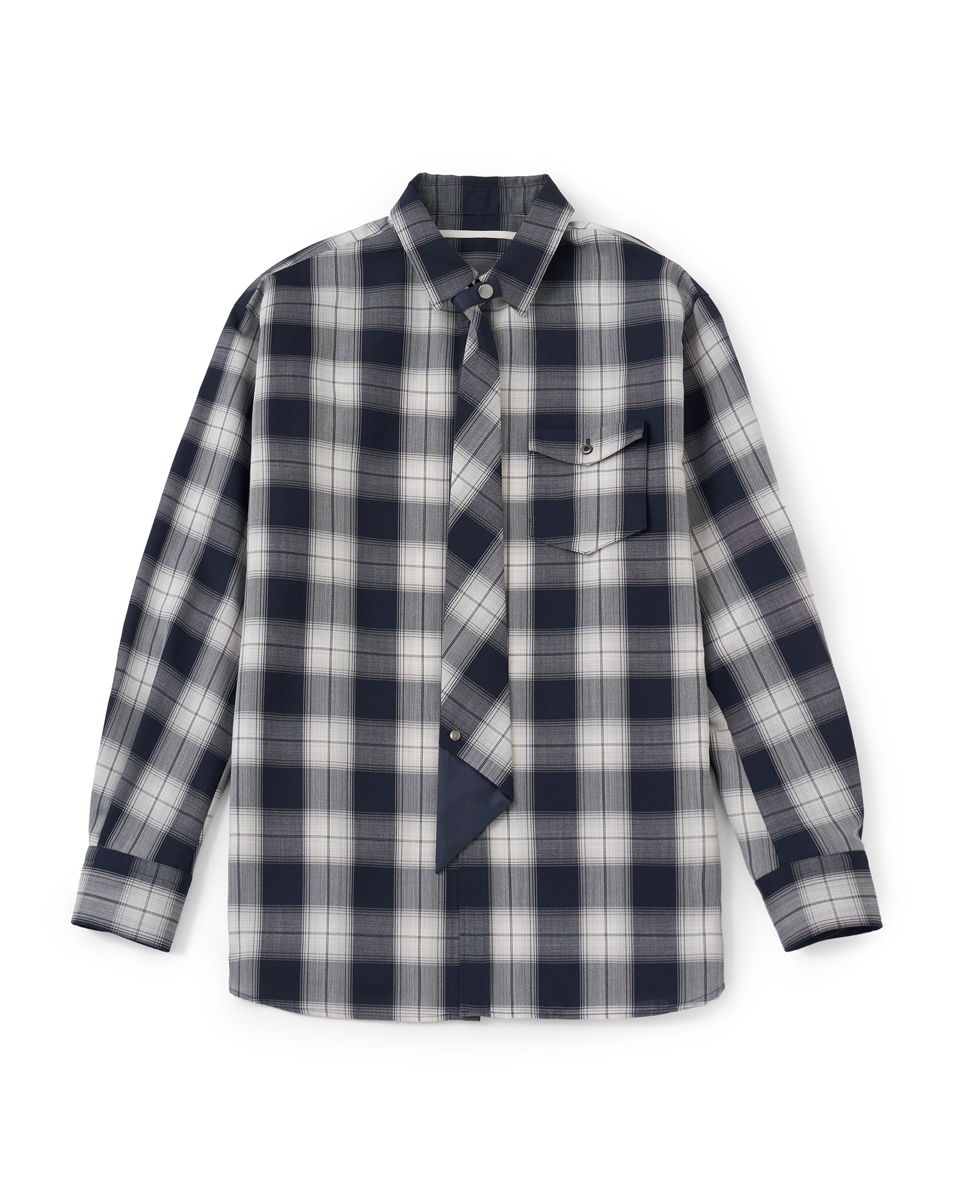 【定価66,000円】タム・tamme オンブレシャツ　サイズ1 ブラック Tamme】オンブレチェックネクタイシャツ | 定番人気 | ロングスリーブ
