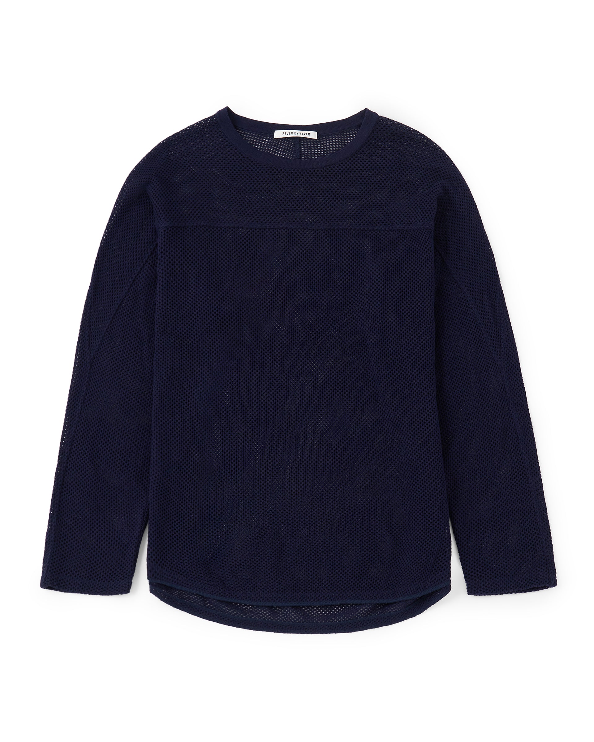 SEVEN BY SEVEN】フットボールニットTシャツ L/S | ハイゲージメッシュ 