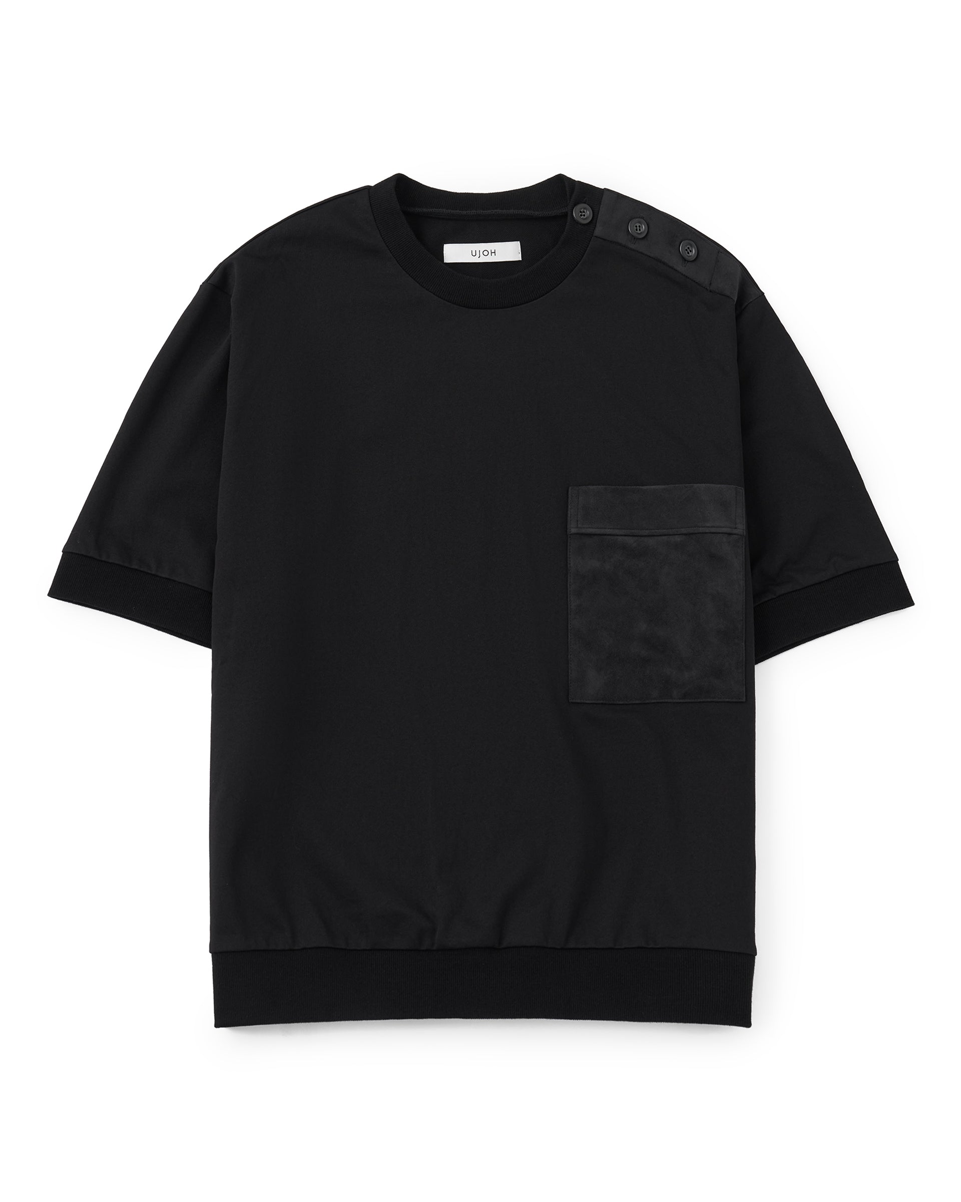 UJOH】パネルボタンPO | ポケット Tシャツ | ブラック | F/STORE 