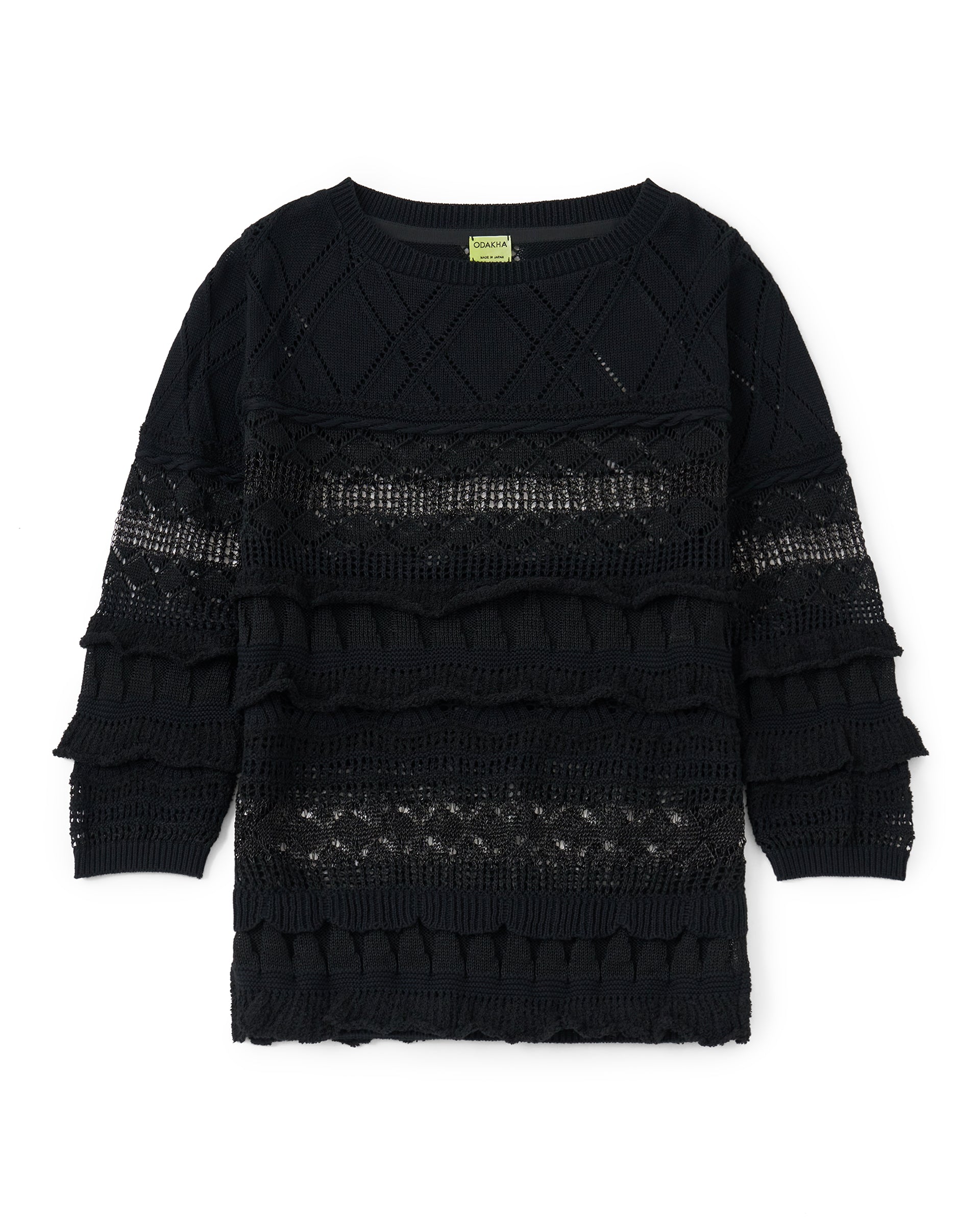 あっつん　ODAKHA ／ crazy knit（クレイジーニット） ODAKHA】クレイジーニットバスク | プルオーバー | ブラックレース | F