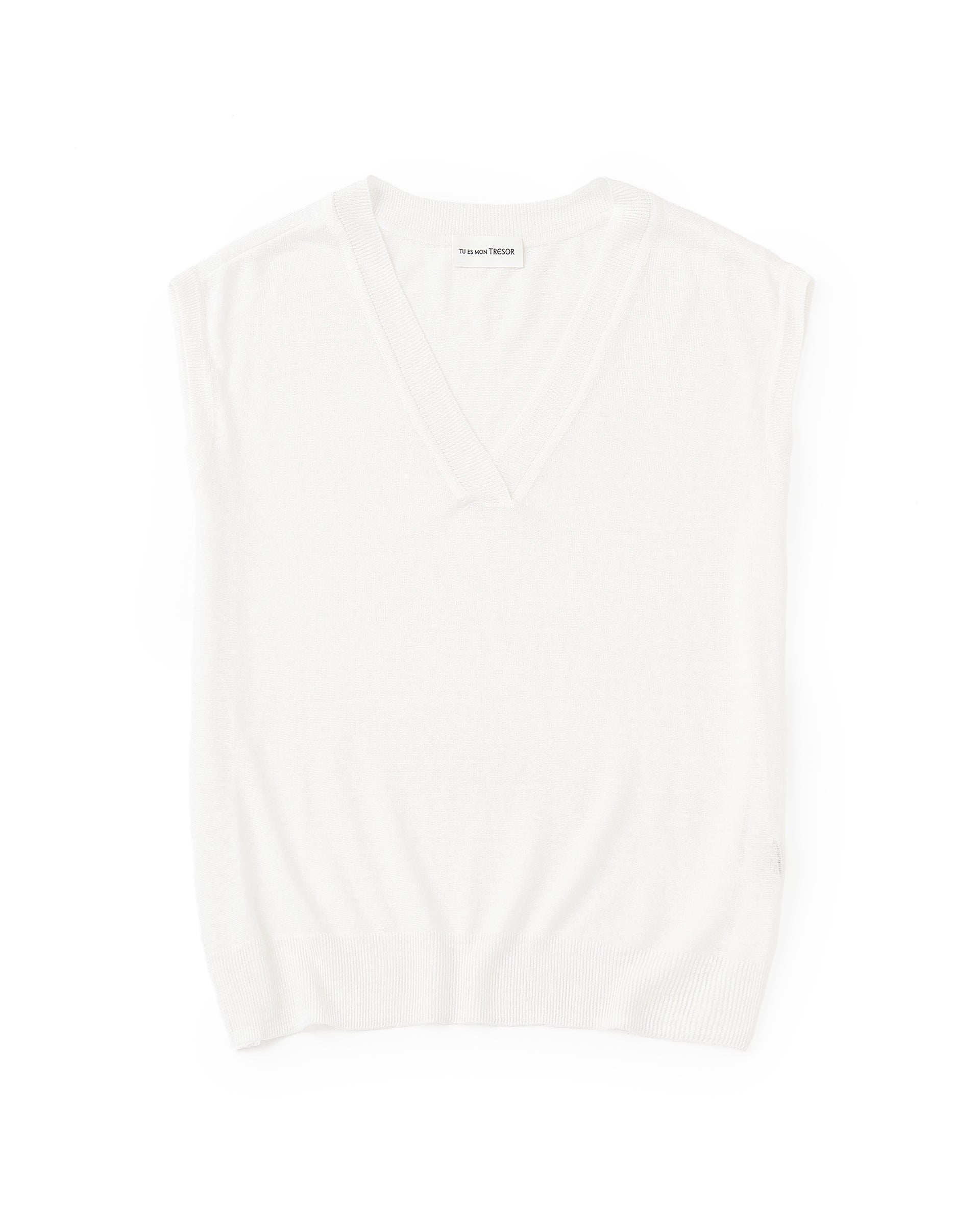 Tu es mon Tresor（トゥ エ モン トレゾア）】V-Neck Linen Knit Vest
