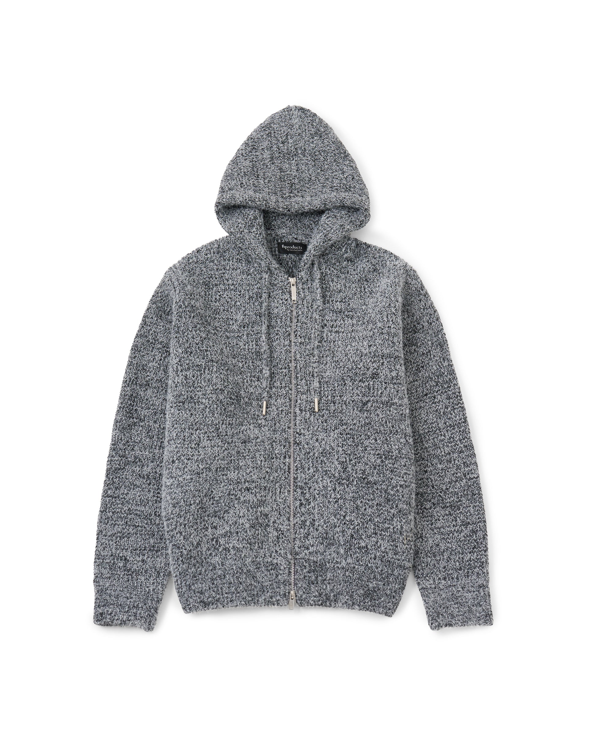 th products】ホワイトネップフルジップニットフーディー th products】ホワイトネップフルジップニットフーディー