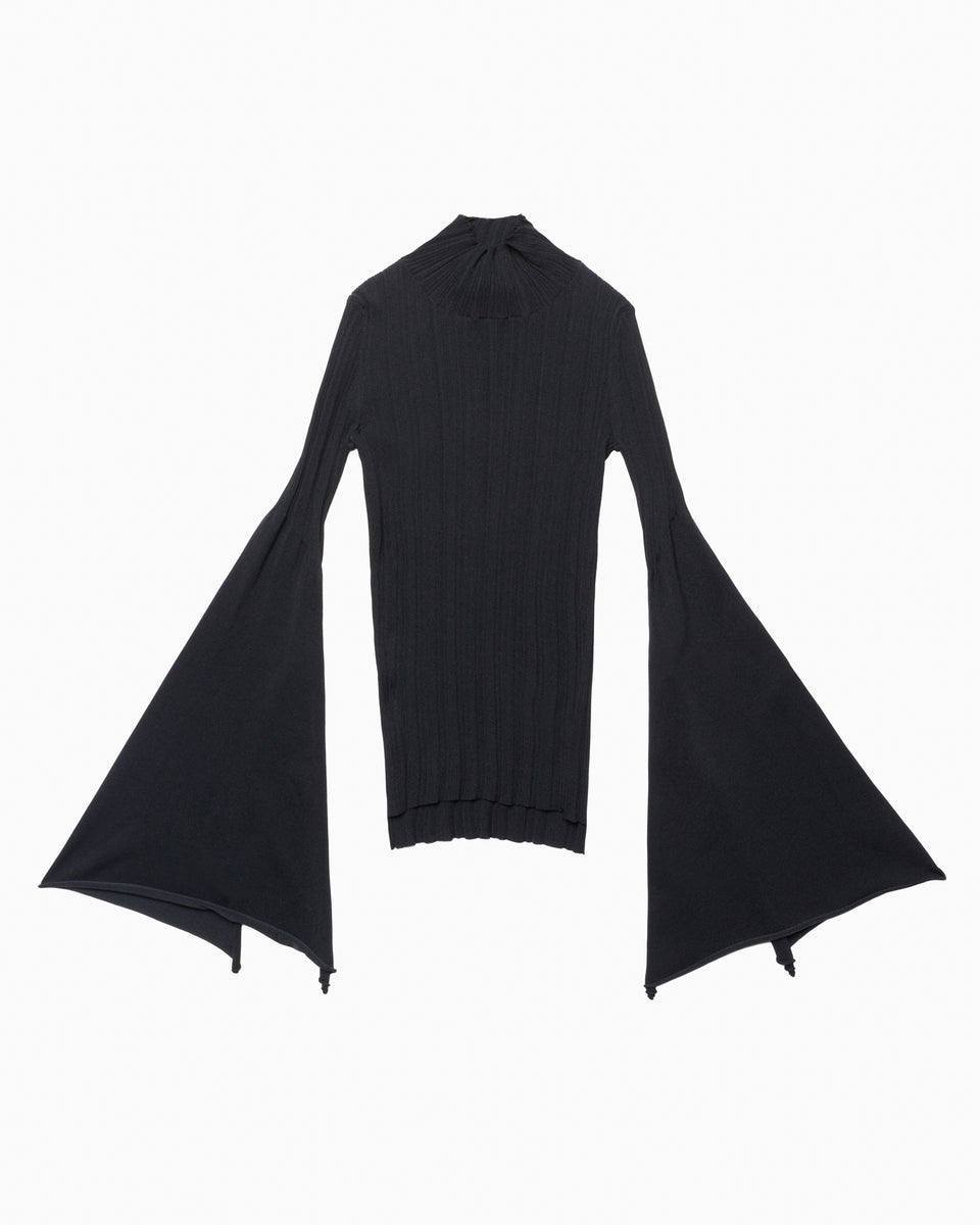 【23AW】リブニットフレアスリーブトップ