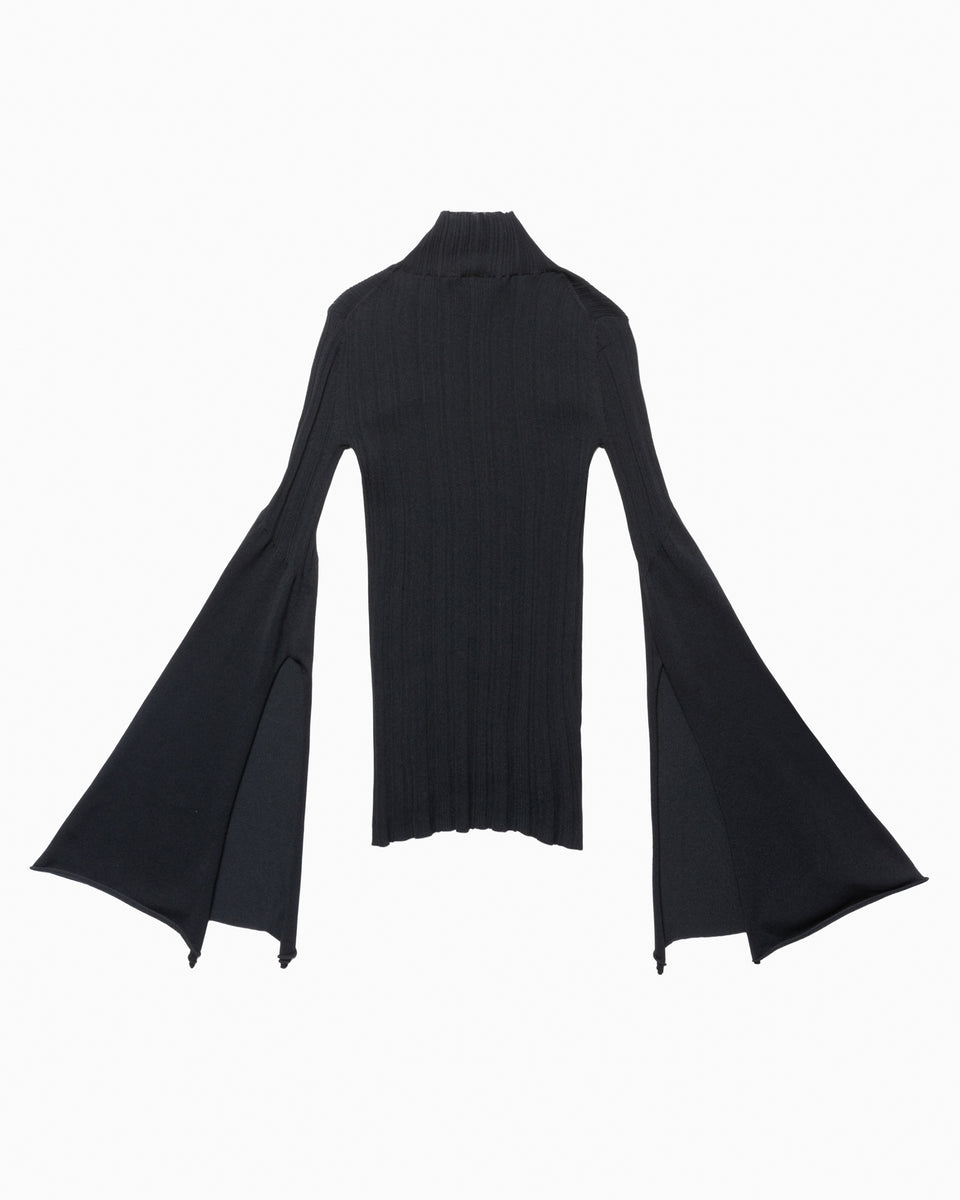 【23AW】リブニットフレアスリーブトップ