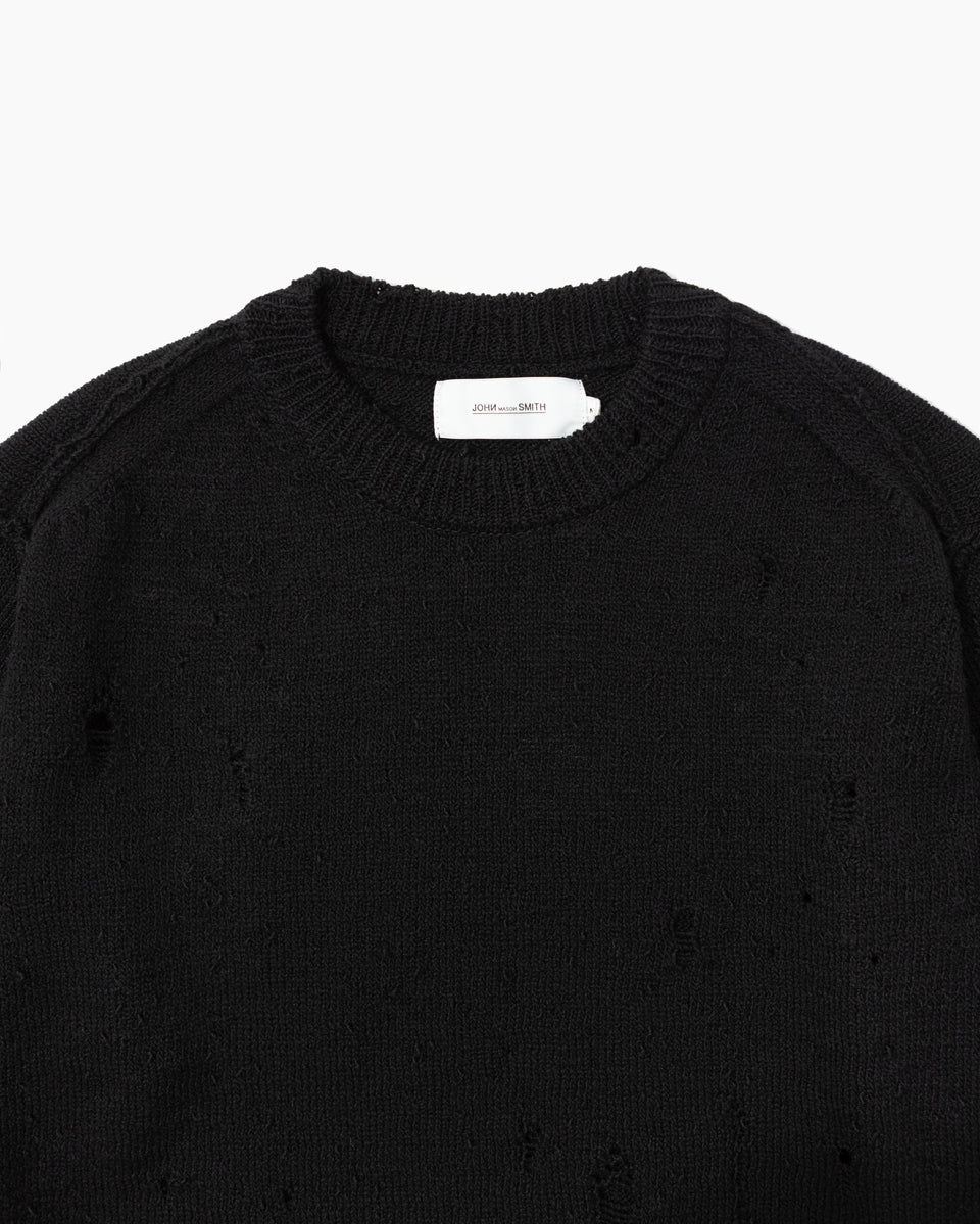 【23AW】<ジョン メイソン スミス>オーバーサイズ クルーネックダメージニット