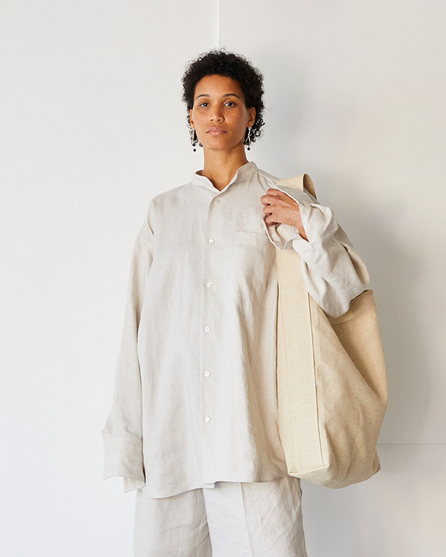 2002年春 POSTELEGANT Linen Silk Shirt グレー ポステレガント