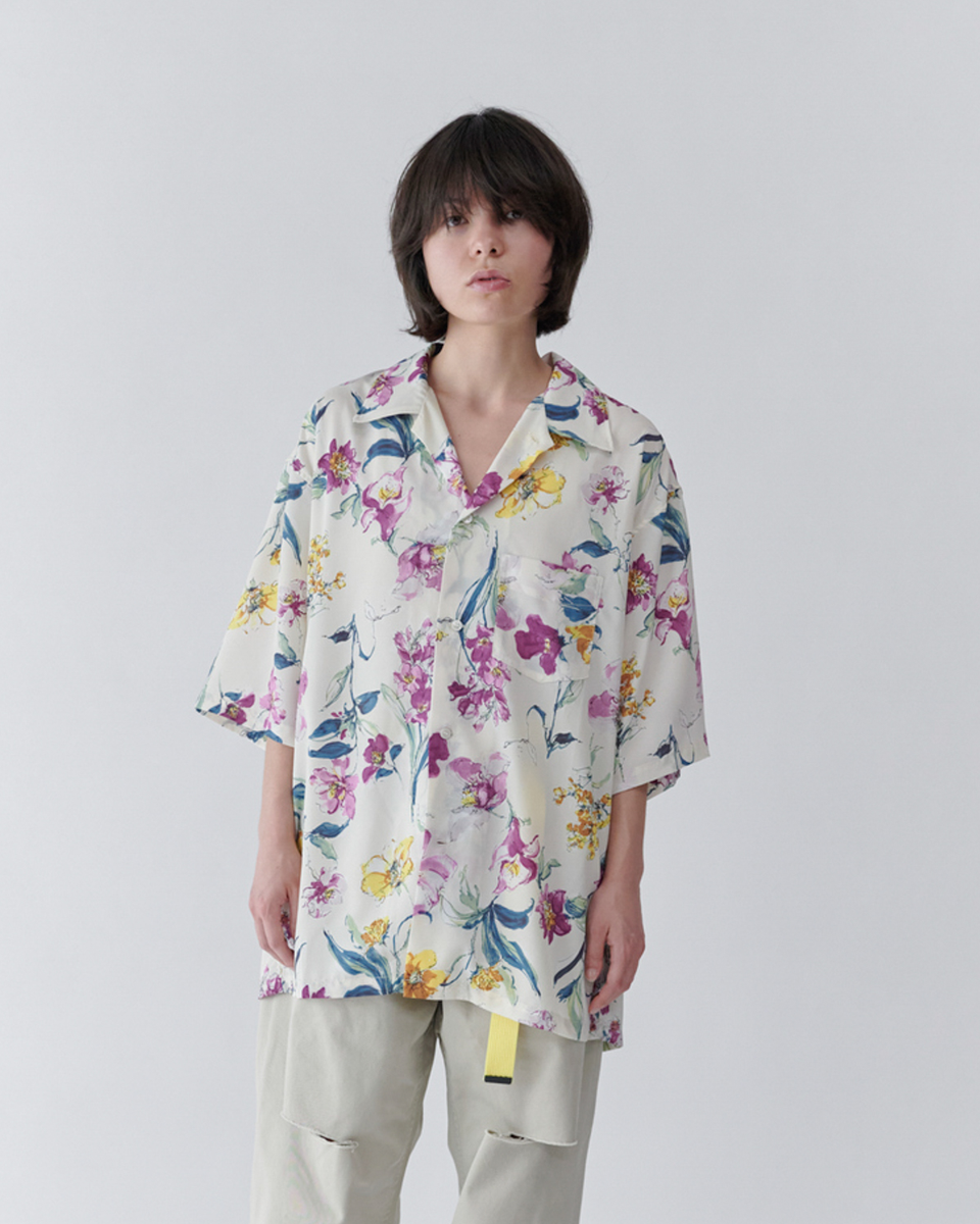 【23SS】フラワープリントオープンカラーシャツ